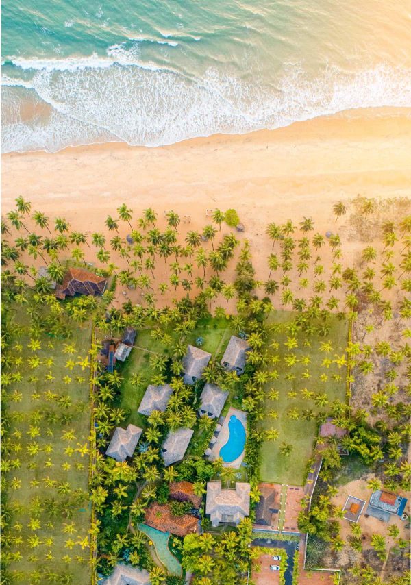 aerial view Luxury Beachfront Resort with Swimming Pool in Nileswar, Kerala